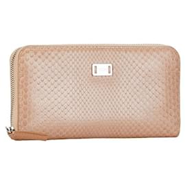 Tod's-Tod's Python Zip Around Wallet Beige-Beige