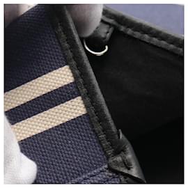 Balenciaga-Balenciaga Navy Cabas M Canvas Leather Tote-Blue