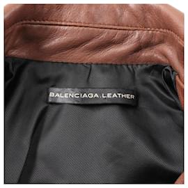 Balenciaga-Balenciaga Lamb Leather Riders Jacket Brown-Brown