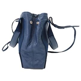 Balenciaga-Balenciaga Navy Cabas XS Leather Tote-Blue