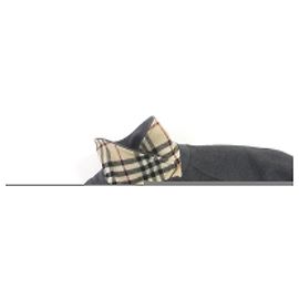 Burberry Wool Cashmere Nova Check Long Coat Gray M Brown