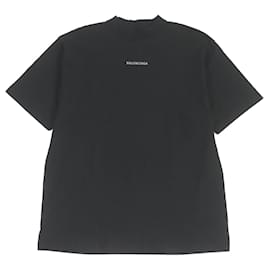 Balenciaga-Balenciaga Cotton Logo Print T-Shirt Black S-Black