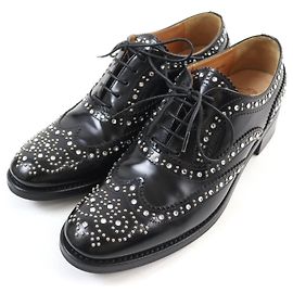 Church's Constance Crystal Wingtip Leather Shoes Black