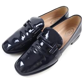 Tod's-Tod's Patent Leather Loafers Navy 37.5-Navy blue