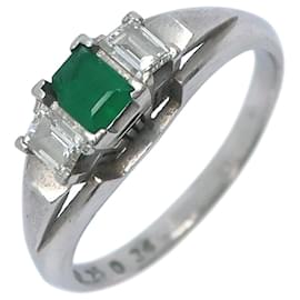 Autre Marque Pt850 Platinum Emerald Diamond Ring Green