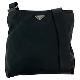 Prada-Prada Nylon Tessuto Triangle Logo Crossbody Bag-Black