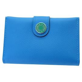 Hermès-Hermes Evercolor RMS Card Case Blue Green-Blue