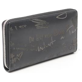 Balenciaga-Balenciaga Leather Round Long Wallet Black-Black