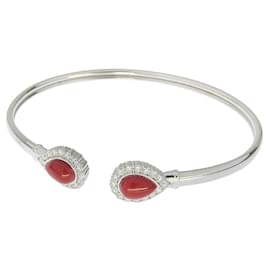 Autre Marque-K18WG Coral Diamond Bangle 14.4g-White