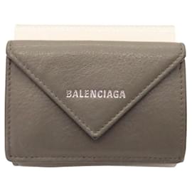 Balenciaga-Balenciaga Leather Mini Wallet Gray-Grey
