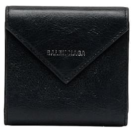 Balenciaga-Balenciaga Leather Paper Wallet Black-Black