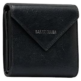 Balenciaga-Balenciaga Leather Paper Wallet Black-Black