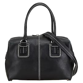 Tod's-Tod's Leather 2WAY Mini Boston Bag-Black