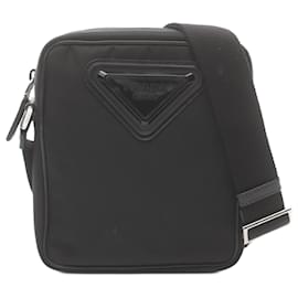 Prada-Prada Nylon Saffiano Leather Shoulder Bag 2VH112-Black