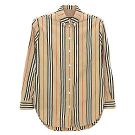 Camisa de algodão com listras icônicas Burberry 8011359 Bege
