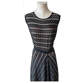Robe Escada manches 3/4 noire et beige en polyamide Noir Beige