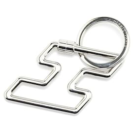 Hermès-Porte-clés Hermes H en métal argenté-Argenté,Métallisé