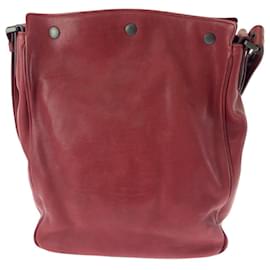 Bottega Veneta-Bottega Veneta Intrecciato Leather Shoulder Bag-Red