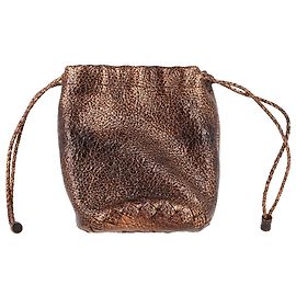 Bottega Veneta Drawstring Pouch in Bronze Cervo Leather Metallic Bronze