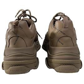 Balenciaga-Balenciaga Allover Logo Triple S Sneakers in Beige Polyurethane-Beige
