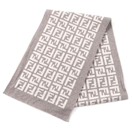 Fendi-Fendi Wool Zucca Pattern Scarf Beige Brown-Brown,Beige
