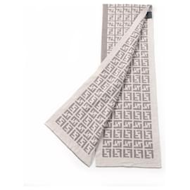 Fendi-Fendi Wool Zucca Pattern Scarf Beige Brown-Brown,Beige