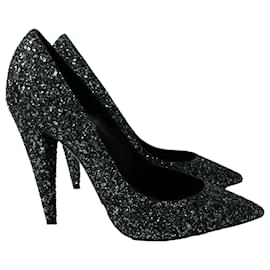 Saint Laurent-Saint Laurent Era 110 Pumps in Black Glitter-Black