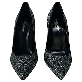 Saint Laurent-Saint Laurent Era 110 Pumps in Black Glitter-Black