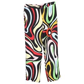 Emilio Pucci Marmo Straight-Leg Trousers in  Multicolor Silk Multiple colors