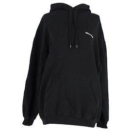 Sudadera de algodón negro con estampado del logo de Balenciaga Negro