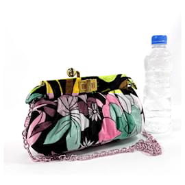Fendi-Fendi Velvet Peekaboo Click Chain Shoulder Bag-Green