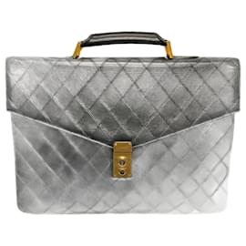 Chanel-Chanel Bicolor Black Leather Briefcase-Black