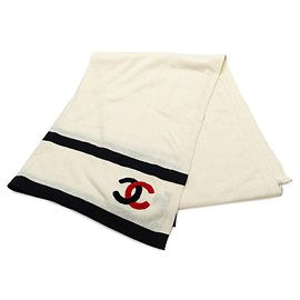 Cachecol de algodão e caxemira Chanel Branco