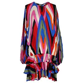Vestido mini com babados estampado Emilio Pucci em viscose multicolorida Multicor