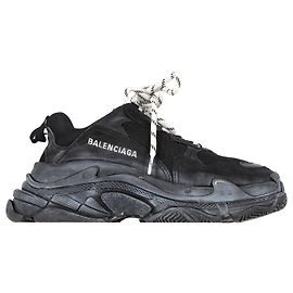 Balenciaga Triple S Schnürsneaker aus schwarzem Polyester Schwarz