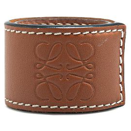 Pulseira de couro com logo Anagram Loewe Marrom
