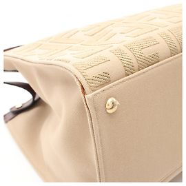 Fendi Peekaboo X-Tote Medium Canvas Leather Bag Brown Beige