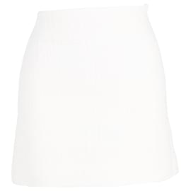 Theory- Theory High-Waisted Mini Skirt in White Cotton Tweed-White
