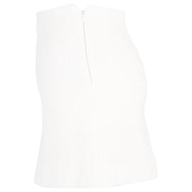 Theory- Theory High-Waisted Mini Skirt in White Cotton Tweed-White