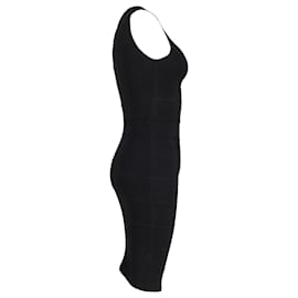 Herve Leger- Herve Leger Bandage Turtleneck Knee-Length Bodycon Dress in Black Rayon-Black