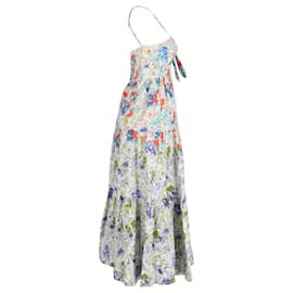 Zimmermann- Zimmermann Floral Print Midi Tiered Dress in Multicolor Cotton-Multiple colors