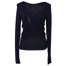 Gucci Strickpullover mit V-Ausschnitt aus marineblauer Wolle Blau Marineblau