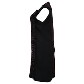 Fendi-Fendi Checkered Ruffle Detail Mini Dress in Black and Red Viscose-Black