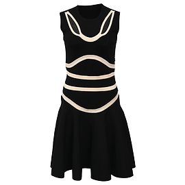 Abito mini senza maniche in lana nera con ritagli di Alexander McQueen Nero