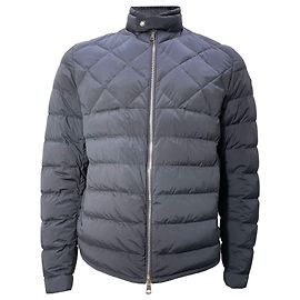 Giacca imbottita Moncler Choquart con patch logo in poliamide blu navy Nero