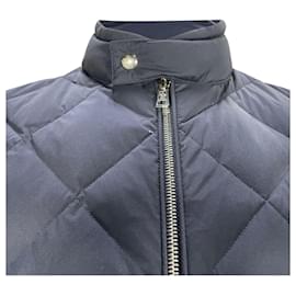 Moncler-Moncler Choquart Logo Patch Down Jacket in Navy Blue Polyamide-Black