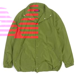 Balenciaga-Balenciaga Logo Print Hooded Raincoat Red-Red