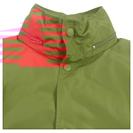 Balenciaga-Balenciaga Logo Print Hooded Raincoat Red-Red