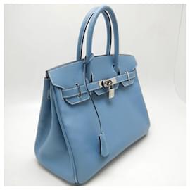 Hermès-Sac à main Hermes Birkin 30 Jean Bleu-Bleu