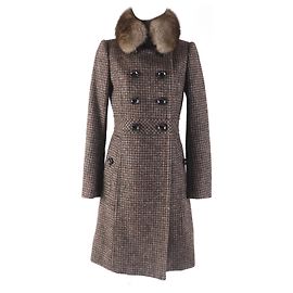 Burberry Wool Nylon Mohair Alpaca Coat Brown 38 Brown